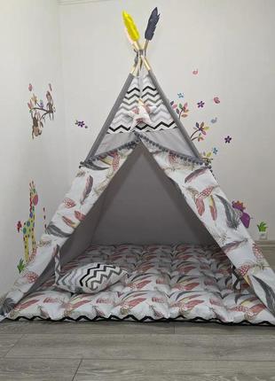 Great wigwam children's with feathers versatile, full set, 150x150x200cm, gray, star stars as a gift3 photo