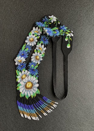 Ukrainian necklace, handmade necklace, necklace with plant ornament3 photo