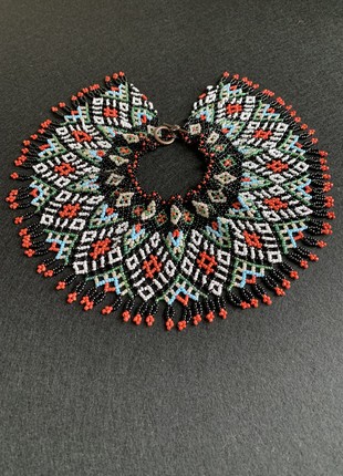 Peasant Ukrainian jewelry, folk necklace made of handmade beads, ethnic folk jewelry2 photo