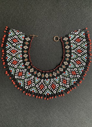 Peasant Ukrainian jewelry, folk necklace made of handmade beads, ethnic folk jewelry8 photo