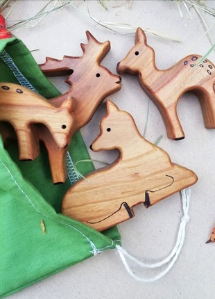 Family of toy deer | Wooden forest animal figurine5 photo