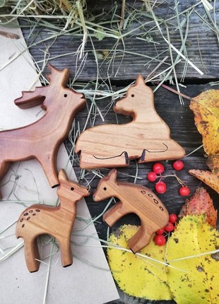 Family of toy deer | Wooden forest animal figurine6 photo