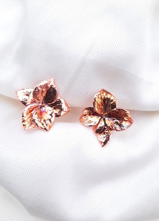 Real Hydrangea flower earrings electroformed copper.6 photo