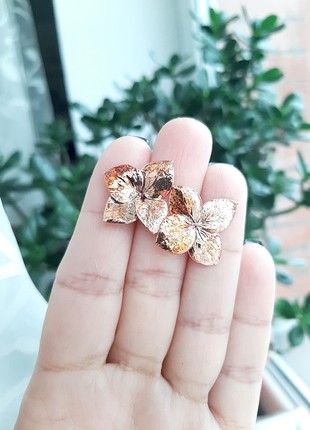 Real Hydrangea flower earrings electroformed copper.5 photo