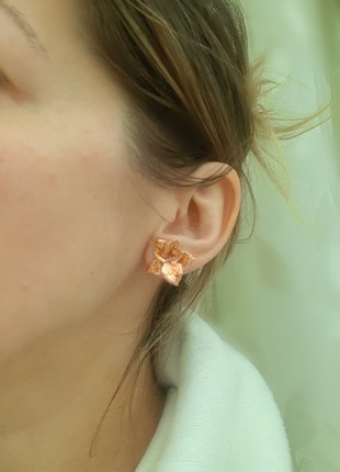 Real Hydrangea flower earrings electroformed copper.2 photo