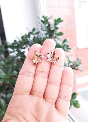 Real Hydrangea flower earrings electroformed copper.5 photo
