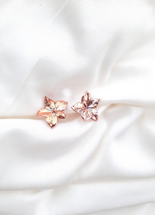 Real Hydrangea flower earrings electroformed copper.1 photo