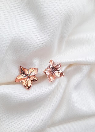 Real Hydrangea flower earrings electroformed copper.9 photo