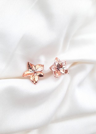 Real Hydrangea flower earrings electroformed copper.10 photo