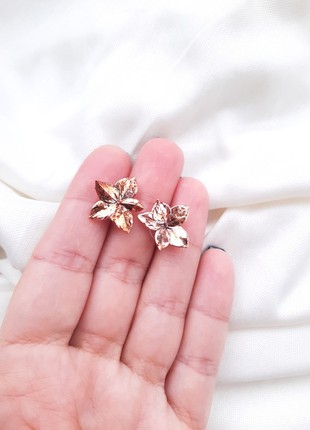 Real Hydrangea flower earrings electroformed copper.8 photo