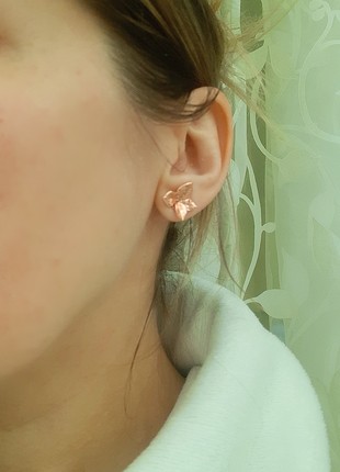 Real Hydrangea flower earrings electroformed copper.2 photo
