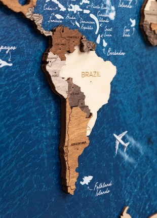 3D Wooden Panel World Map Multicolor4 photo