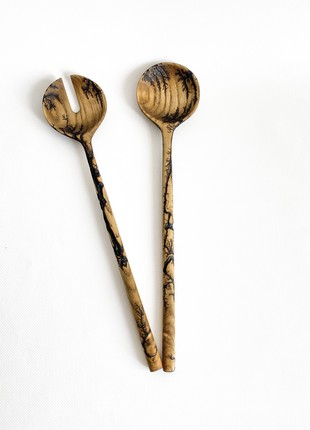 Salad bowl and spoon set handmade, wooden bowl, wooden spoons2 photo