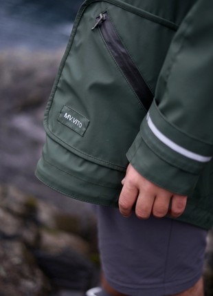 Khaki Green Men's raincoat, waterproof and windproof jacket for men3 photo