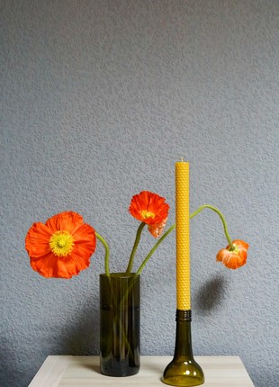 set of a vase, a candle holder and beeswax candles5 photo