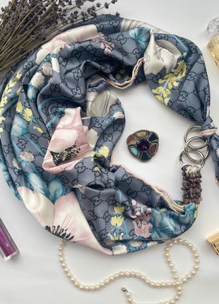 Scarf "Blue garden,, from the brand MyScarf. Decorated with natural sodalite5 photo