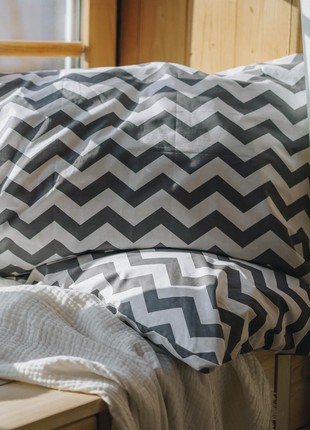 Cotton pillowcase DARK ZIGZAG 50X70 (20"x28") 1pcs