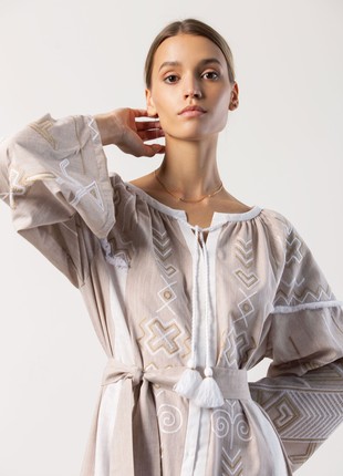 Embroidered dress in delicate beige Zozulya2 photo