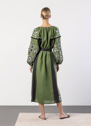 Green dress with black applique and embroidery VILHA3 photo
