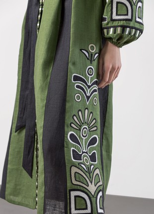 Green dress with black applique and embroidery VILHA6 photo