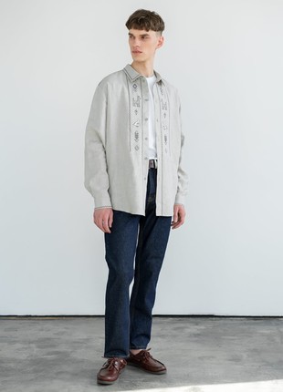 Linen button-down shirt with embroidery Pastukh2 photo
