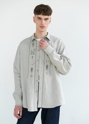 Linen button-down shirt with embroidery Pastukh6 photo