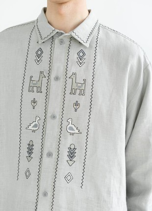 Linen button-down shirt with embroidery Pastukh4 photo