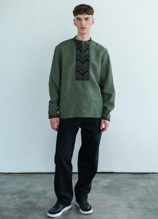Embroidered shirt made in dark-green color ED8