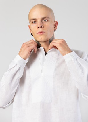White linen shirt with embroidery by cross ED4/22 photo