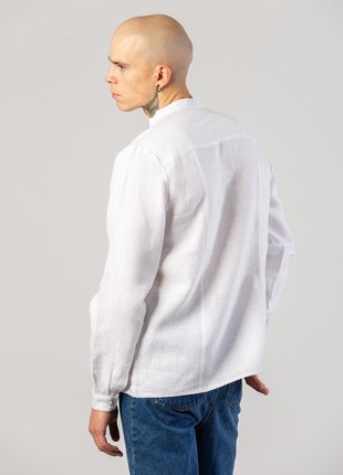 White linen shirt with embroidery by cross ED4/24 photo