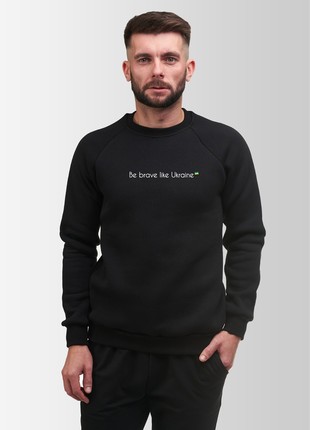 Men`s sweatshirt Be brave like Ukraine Warm Vsetex Black