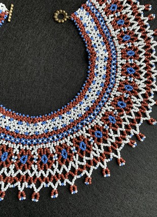 Silyanka Ukrainian folk jewelry, unique necklace made of beads, original handmade necklace6 photo