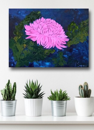 Chrysanthemum oil painting. Pinks flower oil painting