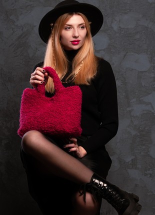 Crochet shopper bag for women fuchsia color