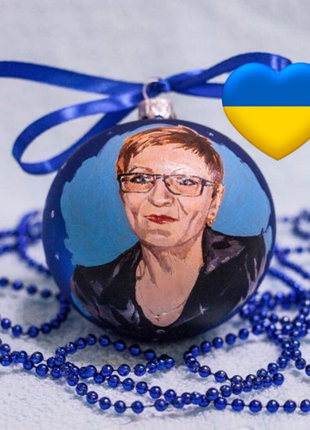 Personalized Blue Gift Ornament, Custom Portrait From Photo – One person