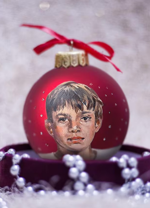 Personalized Red Gift Ornament, Custom Portrait From Photo – One person4 photo