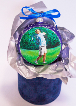 Personalized Blue Gift Ornament, Custom Picture From Photo – One person