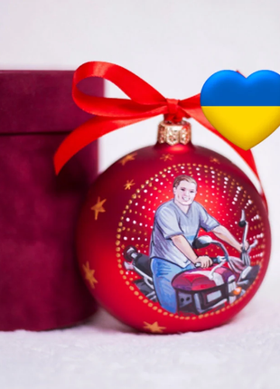 Personalized Red Memorabilia gift Ornament, Custom Portrait From Photo – One person1 photo