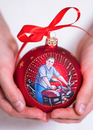 Personalized Red Memorabilia gift Ornament, Custom Portrait From Photo – One person2 photo