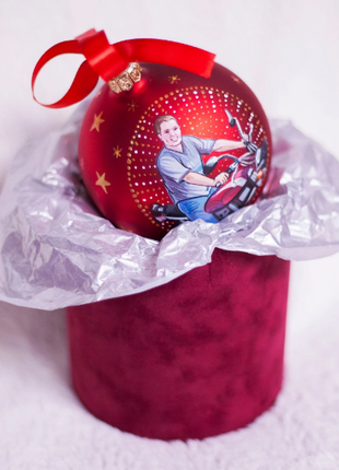 Personalized Red Memorabilia gift Ornament, Custom Portrait From Photo – One person6 photo