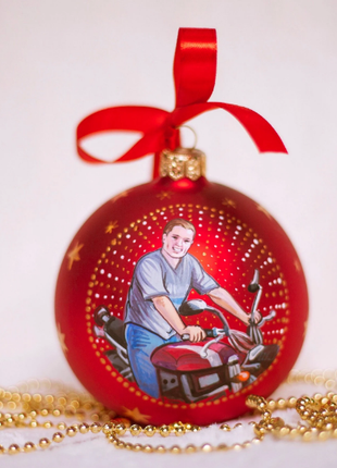 Personalized Red Memorabilia gift Ornament, Custom Portrait From Photo – One person8 photo