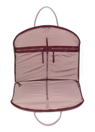 Leather Garment Bag for Travel Hanging Personalized Garment Bag Lavander+Dark Red5 photo