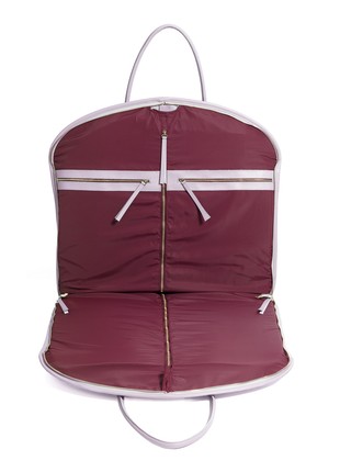 Leather Garment Bag for Travel Hanging Personalized Garment Bag Lavander+Dark Red8 photo