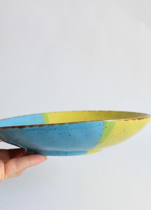 dinnerware sets ceramic, plate and bowl handmade, blue and yellow small salad bowl7 photo