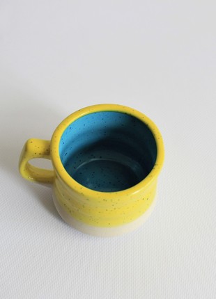 dinnerware sets ceramic, plate and bowl handmade, blue and yellow small salad bowl4 photo