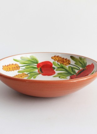 ceramic flower hand painted bowl for fruit or salad, Ukraine pottery2 photo
