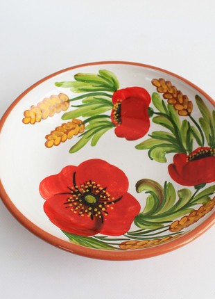 ceramic flower hand painted bowl for fruit or salad, Ukraine pottery10 photo