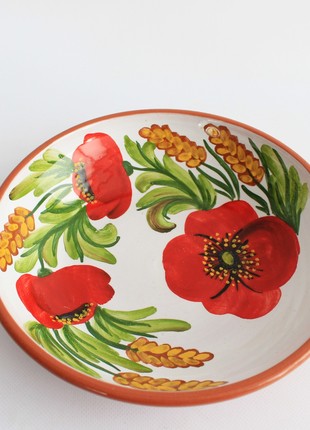 ceramic flower hand painted bowl for fruit or salad, Ukraine pottery9 photo