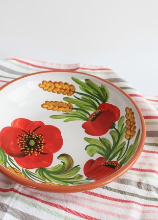 ceramic flower hand painted bowl for fruit or salad, Ukraine pottery8 photo