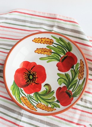 ceramic flower hand painted bowl for fruit or salad, Ukraine pottery1 photo